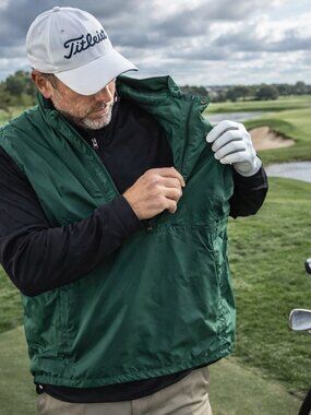 MONTEREY CLUB Green Quarter Zip/Snap Sleeveless Pullover XL Windbreaker